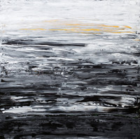 Divergence - 30x30" Acrylic, newspaper, mixed media on canvas